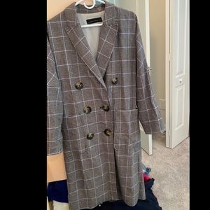 Zara Long Gingham Coat